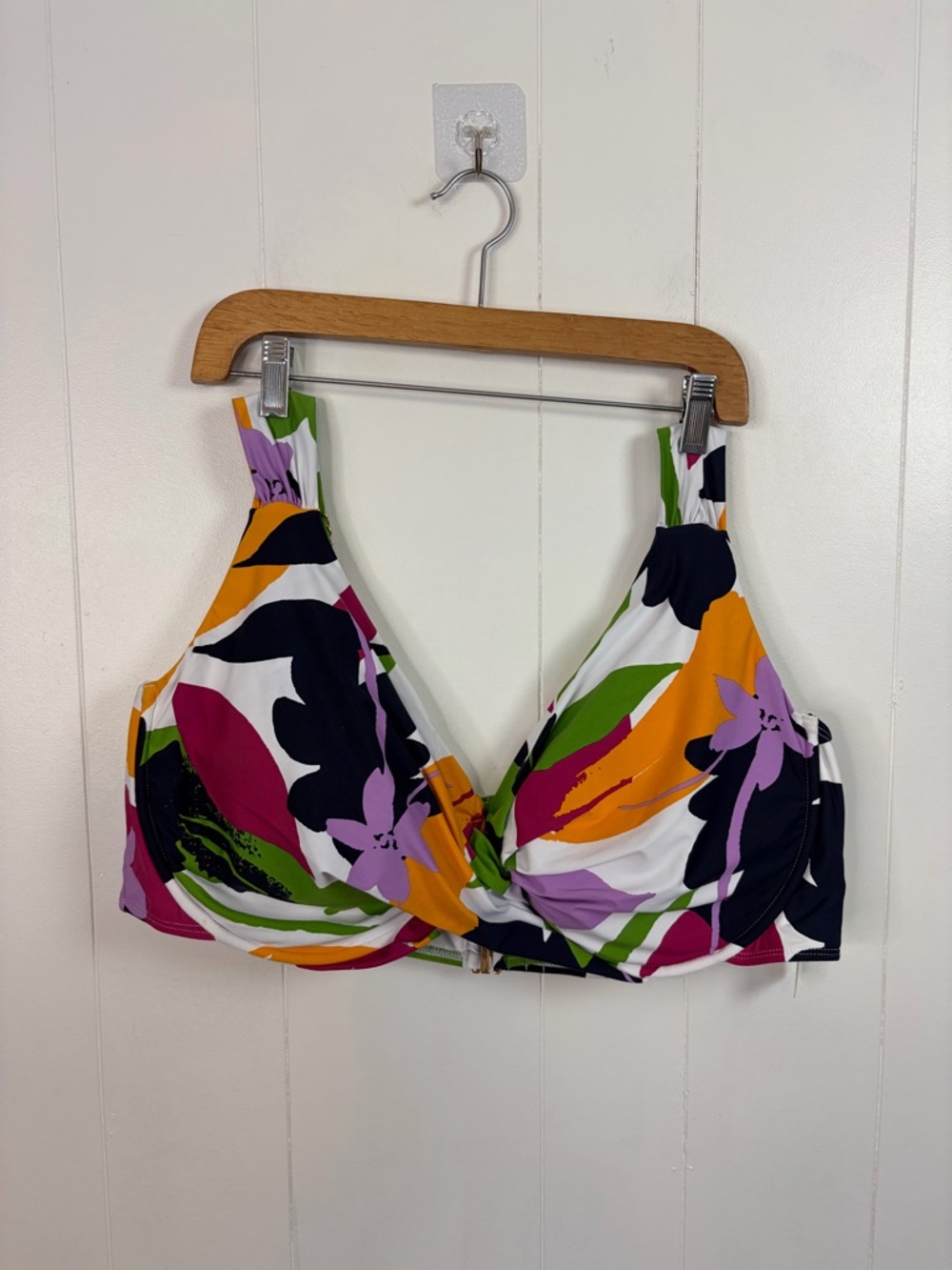 Anne Cole New NWT Underwire Twist Front Floral Bikini Swim Top Plus Size 24W - Picture 4 of 8